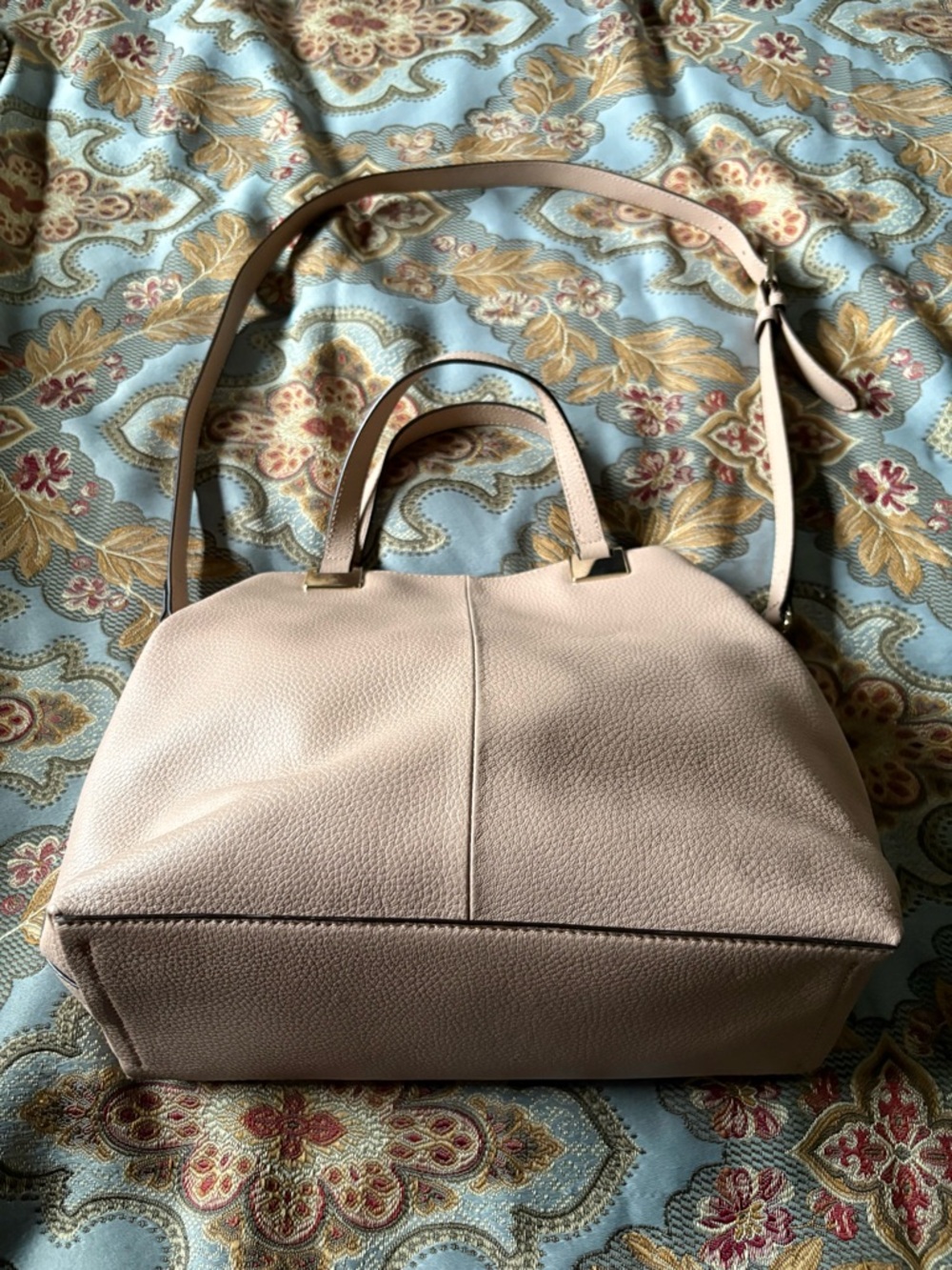 Women’s Pebbled Leather Look Tote Handbag in Blush Pink - Picture 2 of 5